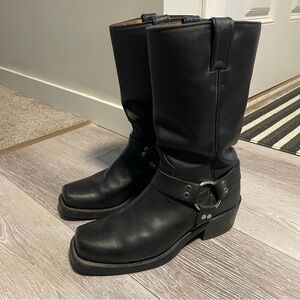 Boulet Leather Harness Biker Moto Motorcycle Riding Boots Black Mens Size 8